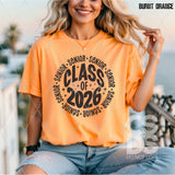 DTF Transfer - DTF012838 Senior Class of 2026 Round Word Art 2 Single Color