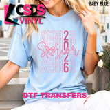 DTF Transfer - DTF012860 Pink Senior 2026 Stacked Word Art 2