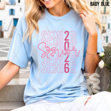 DTF Transfer - DTF012860 Pink Senior 2026 Stacked Word Art 2