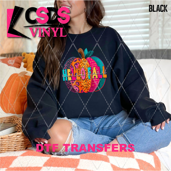 DTF Transfer - DTF012887 Hello Fall Colorful Leopard Pumpkin