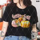 DTF Transfer - DTF012898 Hello Fall Floral Pumpkins