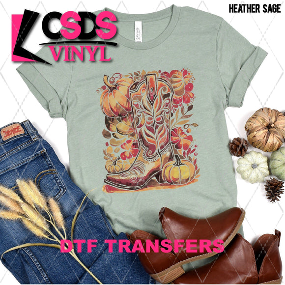 DTF Transfer - DTF012914 Fall Cowboy Boot