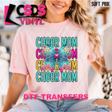 DTF Transfer - DTF012939 Colorful Stacked Cheer Mom Rhinestone Bow