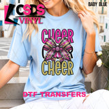 DTF Transfer - DTF012940 Pink Stacked Cheer Rhinestone Bow