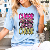 DTF Transfer - DTF012940 Pink Stacked Cheer Rhinestone Bow