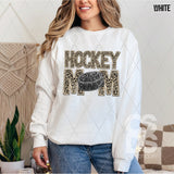 DTF Transfer - DTF012982 Hockey Mom Leopard Faux Glitter/Embroidery