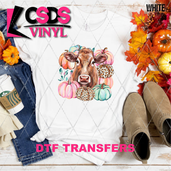 DTF Transfer - DTF013114 Fall Cow and Pumpkins