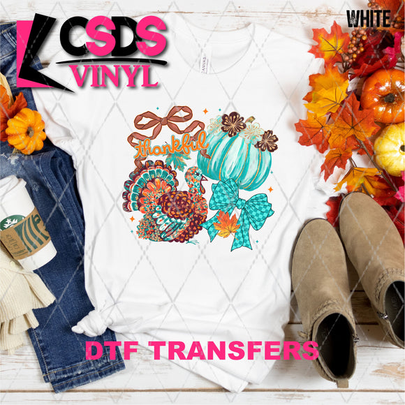 DTF Transfer - DTF013140 Thankful Pumpkin Turkey and Bows