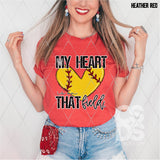 DTF Transfer - DTF013318 My Heart is on that Field Softball