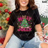DTF Transfer - DTF013356 Pink Holly Jolly Christmas Tree