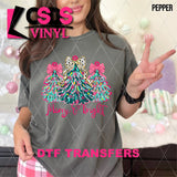 DTF Transfer - DTF013357 Merry & Bright Painted Christmas Trees