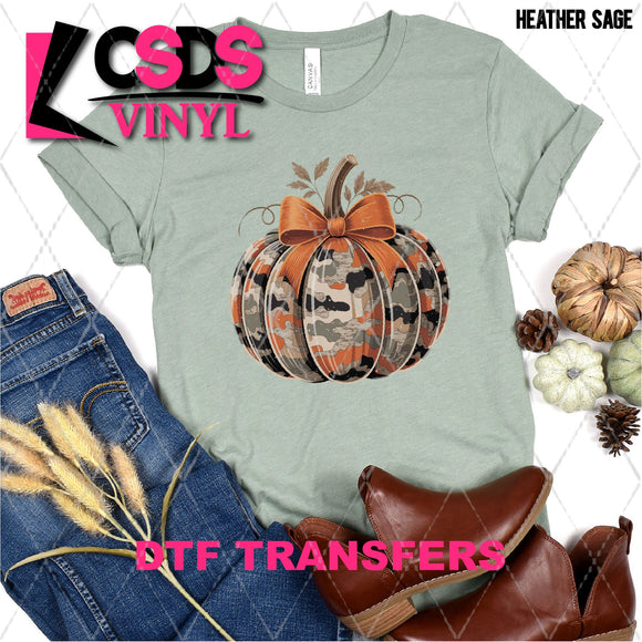 DTF Transfer - DTF013456 Army Orange Pumpkin with Bow