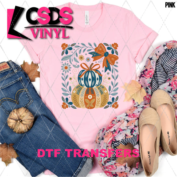 DTF Transfer - DTF013477 Fall Floral Stacked Pumpkins