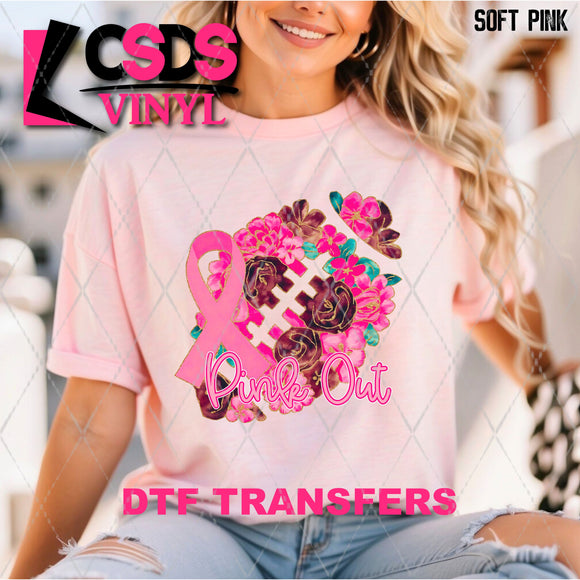 DTF Transfer - DTF013507 Pink Out Floral Football
