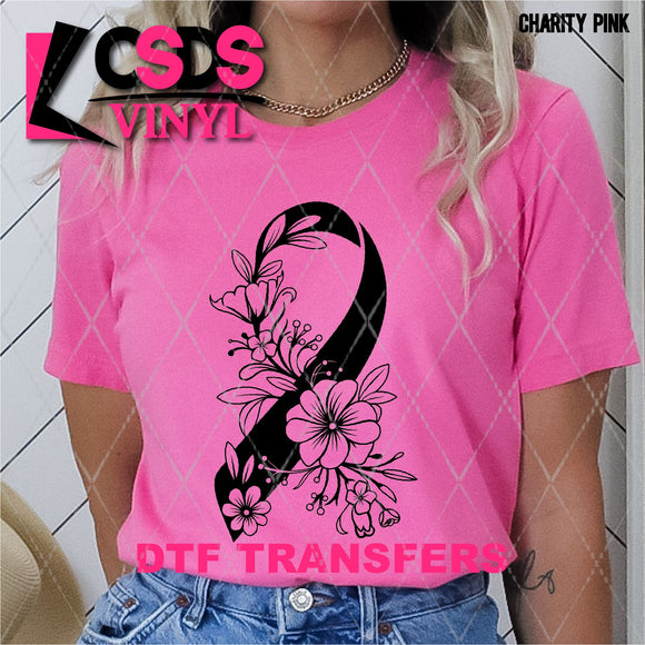 DTF Transfer - DTF013540 Floral Awareness Ribbon Single Color