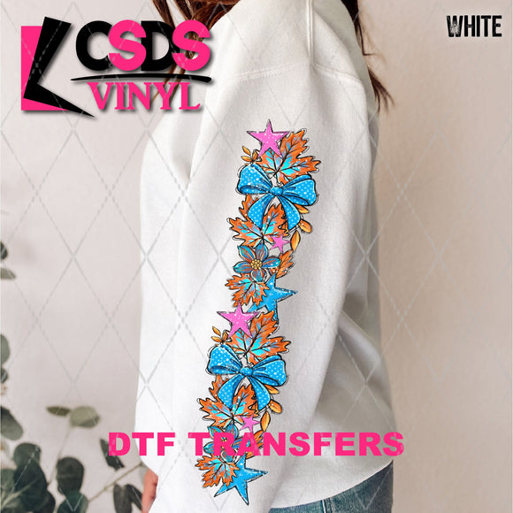 DTF Transfer - DTF013542 Painted Orange Pumpkin with a Blue Bow Sleeve