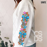 DTF Transfer - DTF013542 Painted Orange Pumpkin with a Blue Bow Sleeve