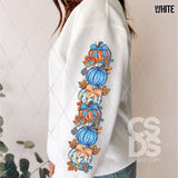 DTF Transfer - DTF013553 Orange and Blue Pumpkin Trio Sleeve