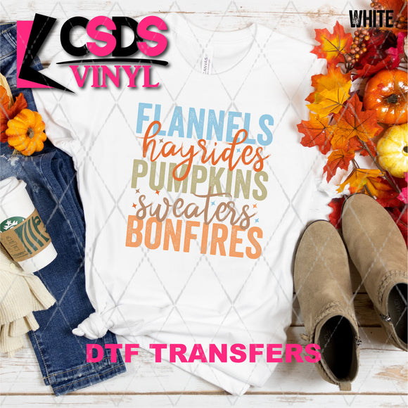 DTF Transfer - DTF013579 Flannels Hayrides Pumpkins Sweaters Bonfires