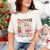 DTF Transfer - DTF013610 Oh Come Let Us Adore Him Floral