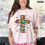 DTF Transfer - DTF013620 Watercolor Christmas Light Cross