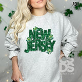 DTF Transfer - DTF015051 - Faux Glitter/Embroidery Shamrock States