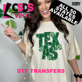DTF Transfer - DTF015051 - Faux Glitter/Embroidery Shamrock States