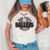 DTF Transfer - DTF015059 - Faux Glitter/Embroidery Raising a Baller(s) Sports Set