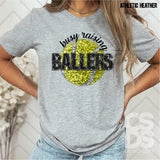 DTF Transfer - DTF015059 - Faux Glitter/Embroidery Raising a Baller(s) Sports Set