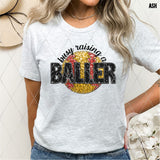 DTF Transfer - DTF015059 - Faux Glitter/Embroidery Raising a Baller(s) Sports Set