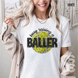 DTF Transfer - DTF015059 - Faux Glitter/Embroidery Raising a Baller(s) Sports Set