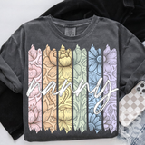DTF Transfer - DTF015651 Pastel Floral Name Stripes