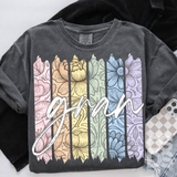 DTF Transfer - DTF015651 Pastel Floral Name Stripes