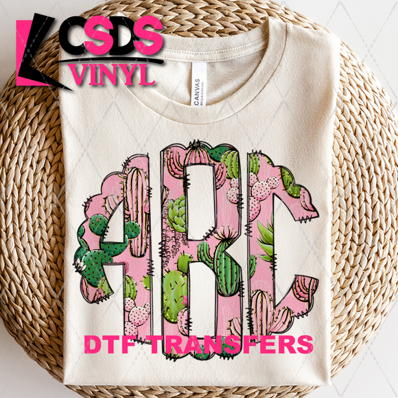 DTF Transfer - DTFCUSTOM129 - Pink Cactus Monogram
