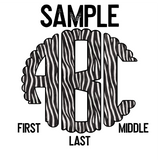 DTF Transfer - DTFCUSTOM136 - Black & White Zebra Monogram