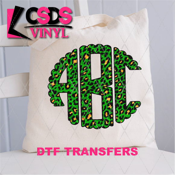DTF Transfer - DTFCUSTOM139 - Green Leopard Monogram