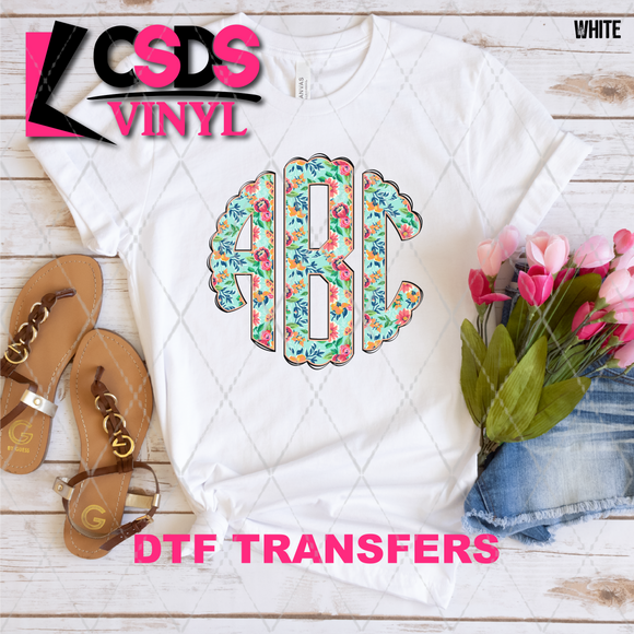 DTF Transfer - DTFCUSTOM163 Teal Floral Custom Monogram