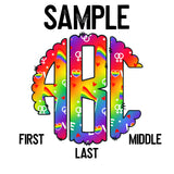 DTF Transfer - DTFCUSTOM195 Pride Rainbow Custom Monogram
