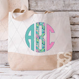 DTF Transfer - DTFCUSTOM205 - Preppy Tropical Flowers Custom Monogram