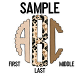 DTF Transfer - DTFCUSTOM211 - Boho Neutral Leopard Custom Monogram