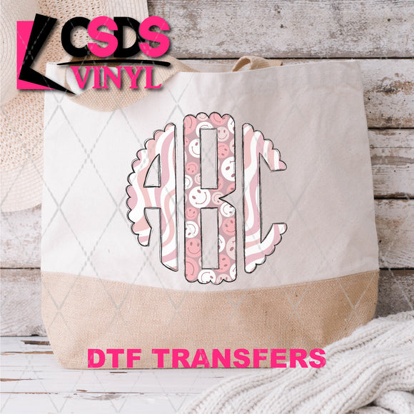 DTF Transfer - DTFCUSTOM214 - Retro Pink Smiley Custom Monogram