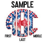DTF Transfer - DTFCUSTOM218 - Patriotic Tie Dye Custom Monogram