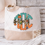 DTF Transfer - DTFCUSTOM247 - Orange Teal Leopard Fall Custom Monogram