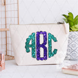 DTF Transfer - DTFCUSTOM252 - Teal and Purple Faux Glitter Custom Monogram