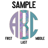 DTF Transfer - DTFCUSTOM253 - Muted Teal and Purple Geometric Custom Monogram