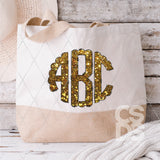 DTF Transfer - DTFCUSTOM255 - Gold Faux Glitter Custom Monogram