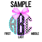 DTF Transfer - DTFCUSTOM269 - Coquette Retro Custom Monogram