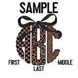 DTF Transfer - DTFCUSTOM270 - Coquette Brown Leopard Monogram