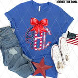 DTF Transfer - DTFCUSTOM271 - Coquette Patriotic Custom Monogram
