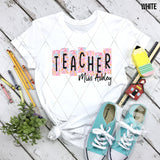 DTF Transfer - DTFCUSTOM289 - Floral Block School Titles with Custom Name